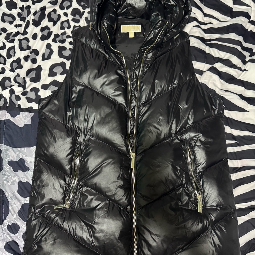 Michael Kors Shiny Black Puffer Vest